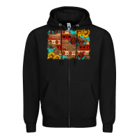 Black aztec and leopard background Zipper Hoodie - HRA Design Shop