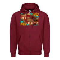 Burgundy aztec and leopard background Zipper Hoodie - HRA Design Shop