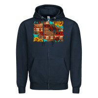 Navy aztec and leopard background Zipper Hoodie - HRA Design Shop