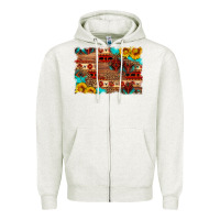 Oatmeal Heather aztec and leopard background Zipper Hoodie - HRA Design Shop