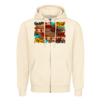 Sandshell aztec and leopard background Zipper Hoodie - HRA Design Shop