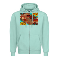Seafoam aztec and leopard background Zipper Hoodie - HRA Design Shop