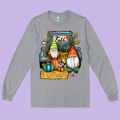 Farm Truck Autumn Gnomes Long Sleeve Tee Designed By Ranaportraitstore