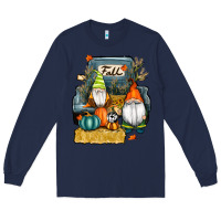 Navy farm truck autumn gnomes Long Sleeve Tee - RanaPortraitStore