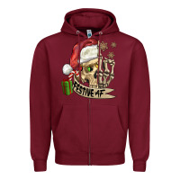 Burgundy festive af christmas skull Zipper Hoodie - FaDigitalArtStudio