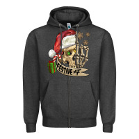 Charcoal Heather festive af christmas skull Zipper Hoodie - FaDigitalArtStudio