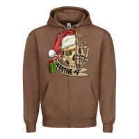 Chestnut festive af christmas skull Zipper Hoodie - FaDigitalArtStudio