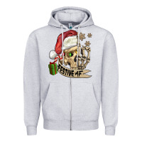 Heather Grey festive af christmas skull Zipper Hoodie - FaDigitalArtStudio