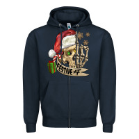 Navy festive af christmas skull Zipper Hoodie - FaDigitalArtStudio