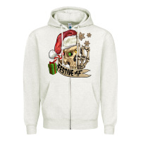 Oatmeal Heather festive af christmas skull Zipper Hoodie - FaDigitalArtStudio