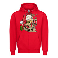 Red festive af christmas skull Zipper Hoodie - FaDigitalArtStudio