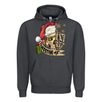 Smoke festive af christmas skull Zipper Hoodie - FaDigitalArtStudio