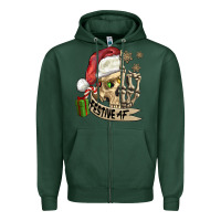 Sports Green festive af christmas skull Zipper Hoodie - FaDigitalArtStudio