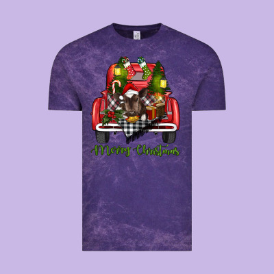 Vintage Tee Merry Christmas Farm Truck With Baby Cow
