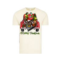 Vintage Arctic Merry Christmas Farm Truck With Baby Cow Vintage Tee - RanaPortraitStore