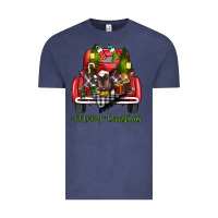 Vintage Denim Merry Christmas Farm Truck With Baby Cow Vintage Tee - RanaPortraitStore