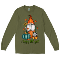 Army Green happy fall y'all gnome Long Sleeve Tee - RanaPortraitStore