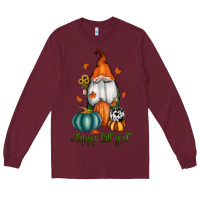 Burgundy happy fall y'all gnome Long Sleeve Tee - RanaPortraitStore