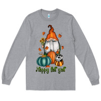 Heather Grey happy fall y'all gnome Long Sleeve Tee - RanaPortraitStore