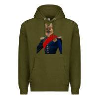 Army Green Pet Portraits, Custom Pet Portraits, Renaissance Pet Portraits, Custom Premium Hoodie - RanaPortraitStore