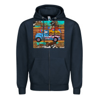 Navy western  american truck sunflowers  mousepad Zipper Hoodie - HRA Design Shop
