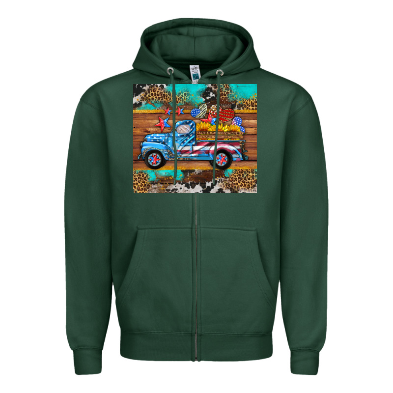 Western  American Truck Sunflowers  Mousepad Zipper Hoodie by HRA Design Shop | Teevron
