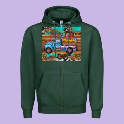 Western  American Truck Sunflowers  Mousepad Zipper Hoodie Designed By Hra Design Shop