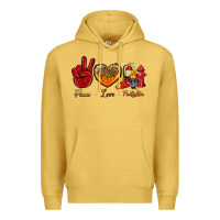 Antique Gold peace love firefighter Premium Hoodie - NancyCooperArtShop