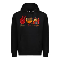 Black peace love firefighter Premium Hoodie - NancyCooperArtShop