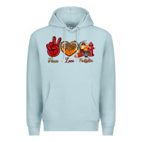 Blue Mist peace love firefighter Premium Hoodie - NancyCooperArtShop