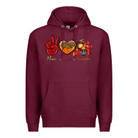 Burgundy peace love firefighter Premium Hoodie - NancyCooperArtShop