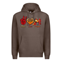 Coffee peace love firefighter Premium Hoodie - NancyCooperArtShop