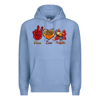 Colony Blue peace love firefighter Premium Hoodie - NancyCooperArtShop