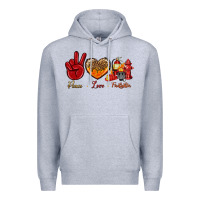 Heather Grey peace love firefighter Premium Hoodie - NancyCooperArtShop