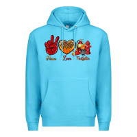 Ocean Blue peace love firefighter Premium Hoodie - NancyCooperArtShop
