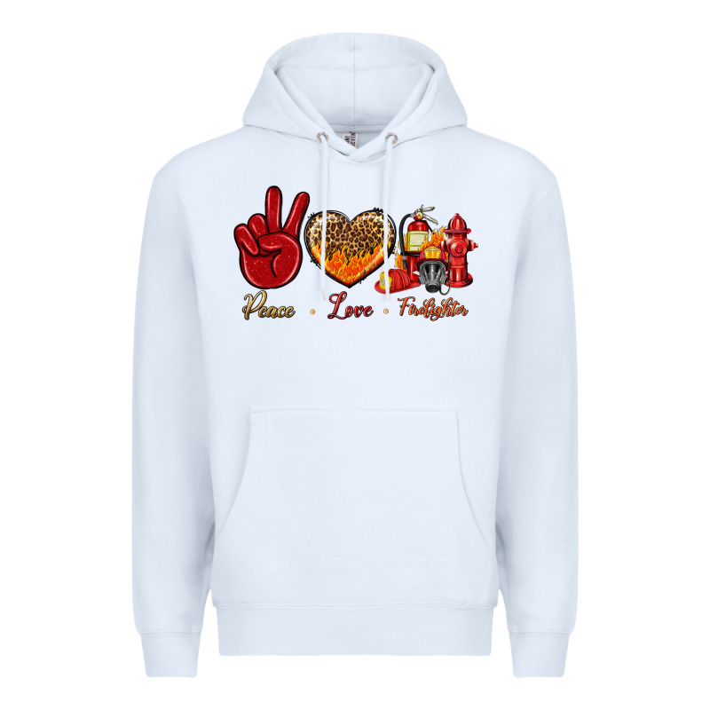 Peace Love Firefighter Premium Hoodie by NancyCooperArtShop | Teevron