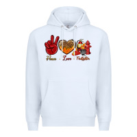 White peace love firefighter Premium Hoodie - NancyCooperArtShop