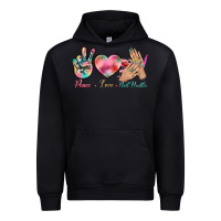 Black Peace Love Nail Hustler Urban Hoodie - BundleAndBundleShop