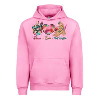 Fuchsia Pink Peace Love Nail Hustler Urban Hoodie - BundleAndBundleShop
