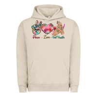 Pigment French Oak Peace Love Nail Hustler Urban Hoodie - BundleAndBundleShop