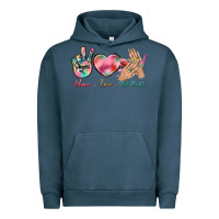 Pigment Midnight Navy Peace Love Nail Hustler Urban Hoodie - BundleAndBundleShop