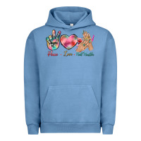 Pigment Pebble Blue Peace Love Nail Hustler Urban Hoodie - BundleAndBundleShop