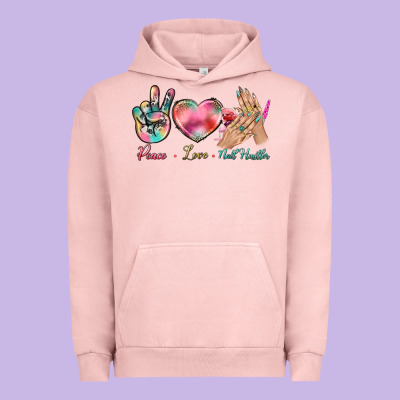 Peace Love Nail Hustler Urban Hoodie Designed By Bundleandbundleshop