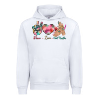 White Peace Love Nail Hustler Urban Hoodie - BundleAndBundleShop