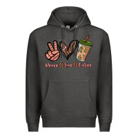 Charcoal Heather peace love coffee Premium Hoodie - NancyCooperArtShop