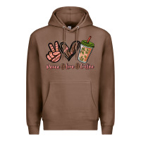 Chestnut peace love coffee Premium Hoodie - NancyCooperArtShop