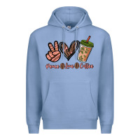 Colony Blue peace love coffee Premium Hoodie - NancyCooperArtShop