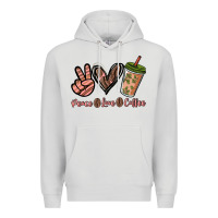 Dove Grey peace love coffee Premium Hoodie - NancyCooperArtShop