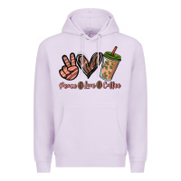 Lilac peace love coffee Premium Hoodie - NancyCooperArtShop