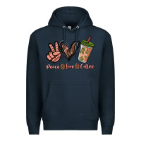 Navy peace love coffee Premium Hoodie - NancyCooperArtShop